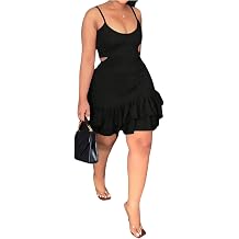 Women's Plus Size Layered Ruffle Cut Out Dresses Scoop Neck A Line Mini Cocktail Party Dresses