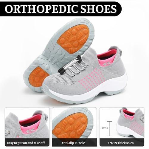 Orthopedic Shoes for Women Comfort Wear Orthowear Shoes Wide Width Slip On Walking Tennis Sneakers Plantar Fasciitis Bowling Shoe Mesh Athletic Style for Bowlers Breathable Lightweight4