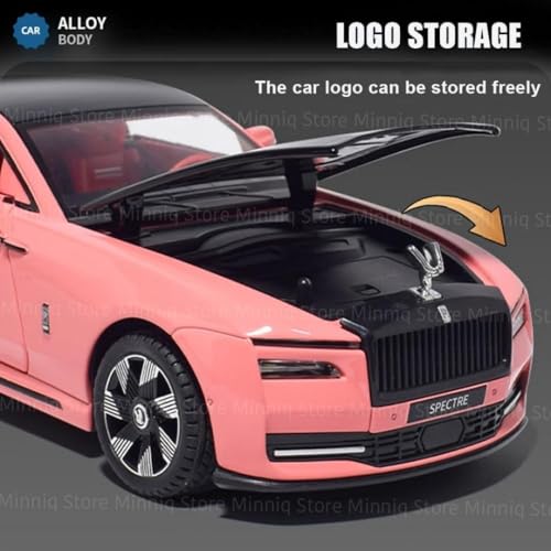 Image of 1:24 Rolls-Royce Spectre Diecast Metal Pull Back Car with 6 Openable Doors with Sound and Light Toy Decoration car Best Gift Toys for Kids (1.24 Rolls Royce Spectre - Pink)