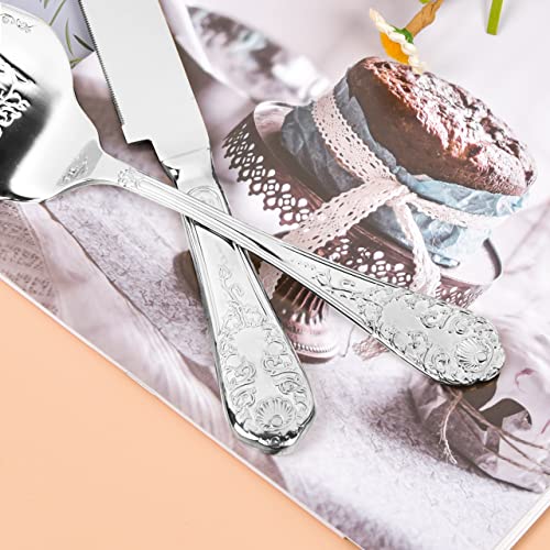 Ljmboen Wedding Cake Knife And Server Set,Stainless Steel Vintage Cake Cutting Utensils For Wedding, Birthday, Parties And Events Christmas (Silver) #TOP2