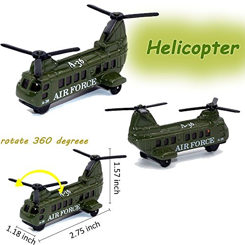 MinYn Army Vehicles Alloy Military Model Car Set 5 pcs Diecast Metal Army Toys Mini Helicopter Tank Truck Armored Car for Kids Boys…
