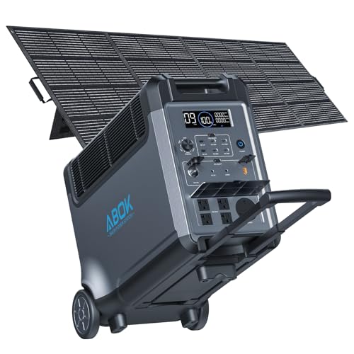 3840Wh ABOK Ark3600 Solar Generator Kit with 400W Solar Panel, 2000W Max Solar Input Electric 3600W...