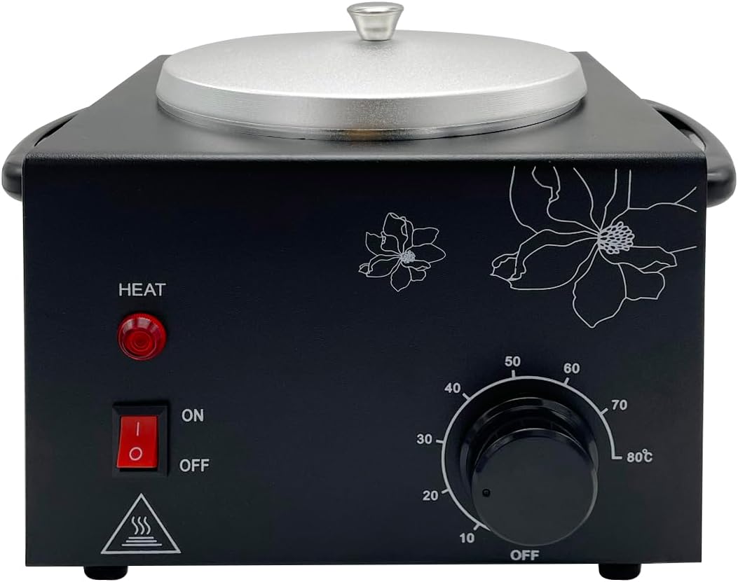Single Pot Wax Warmer, Professional Electric Wax Heater Machine Facial Skin SPA Equipment with Adjustable Temperature Set(Black)