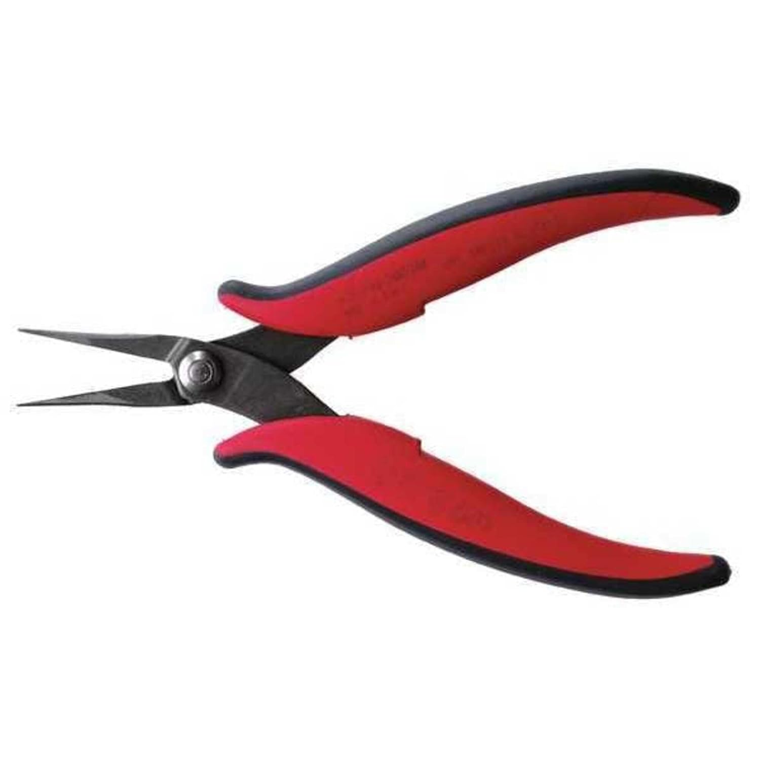 Hakko CHP PN-2002-M Long Needle-Nose Pliers, Pointed Nose, Rounded Outside Edge, Smooth Jaws, 32mm Jaw Length, 1mm Nose Width, 3mm Thick Steel, Red, Black