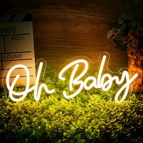 Image of Oh Baby Neon Sign for Backdrop Baby Shower LED Neon Lights for Wall Decor Dimmable Light up Sign Compact 15.7x4.7 inch for Gender Reveal,Party Decor, Warm White