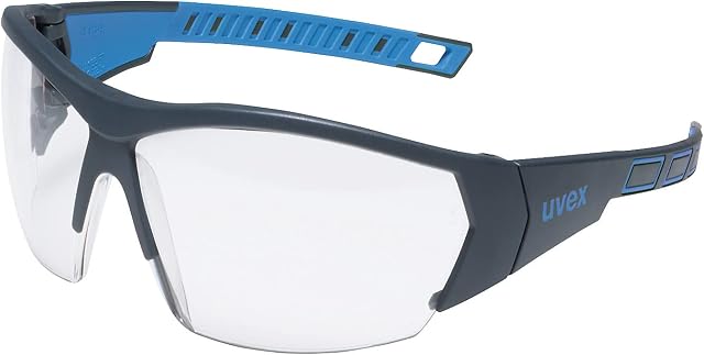 uvex Safety i-works 9194, Unisex Safety/Sports Glasses EN 166 with UV Protection, Working Glasses/Bike Glasses (Single Item, Blue/Clear)
