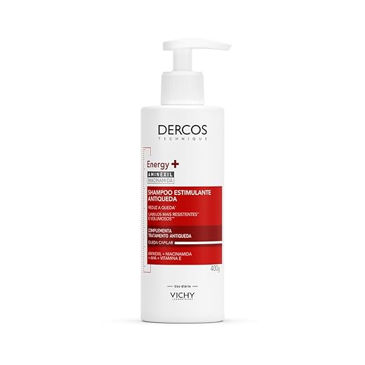 Vichy Dercos Energy+ Shampoo Estimulante Antiqueda com Aminexil, Niacinamida, AHA e Vitamina E, Fortalece os Fios, Proporciona Volume Duradouro e Limpa Profundamente o Couro Cabeludo, 400g