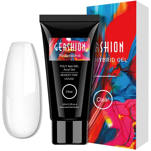 GERSHION Clear Poly Nail Gel 60ML 2.02oz High Capacity Nail Extension Gel Builder Gel Trendy Nail Salon Nail Art Design DIY at Home Beginner Friendly