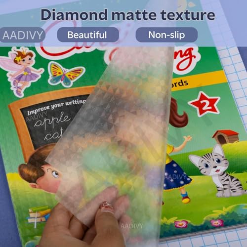 Image of 30 Pcs Medium Size Self-Adhesive Book Cover Sheets | Transparent Waterproof Film for School Books & Notebooks | Diamond Pattern, 43x30 cm