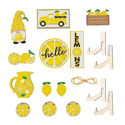 AKTOUR Campane Di Vetro Base in Legno Grande a tema frutta al limone Decorazioni artistiche da tavolo in legno a forma di frutta al limone Ristorante Porta Biscotti in Vetro (Yellow, One Size)
