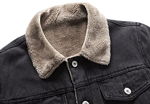 Image of EXEKE Men's Fleece Lined Denim Trucker Jacket Warm Winter Coats