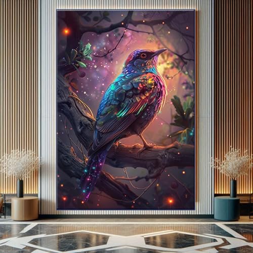 Toile oiseau fantastique XINBAO décorative nature vintage pour salon 50x70cm sans cadre