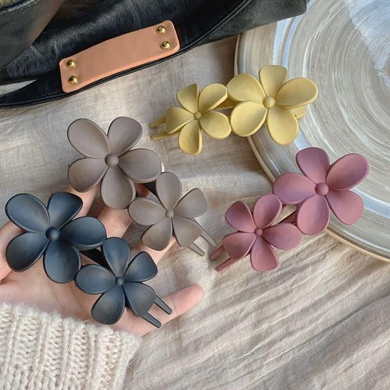 Juda Hair Clips/Big Flower Bow, Matte Floral Hair Accessories for Long Thick Hair, Back Clip for Girls, Hair Clips with Flowers, Hair Clips with