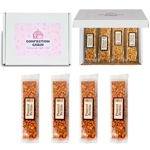 Peanut Brittle Gift Box Variation 4 x 100g | Crunchy Peanuts Fudge Gift Box | Sweets Gift for Halloween Birthdays and Christmas (Peanut Brittle)