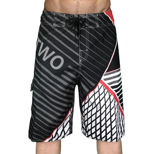 Herren Boardshorts Knielang Gestreift Badeshorts Leicht Luftig Schwimmhose...