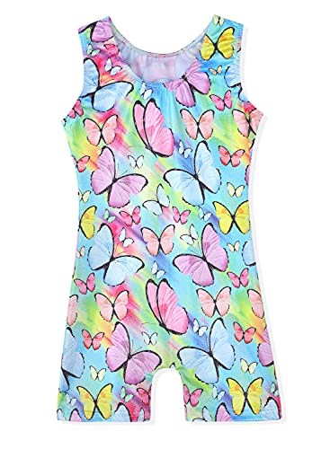 Leotards for Girls Gymnastics Toddler Dance Biketards Mermaid Unicorn Athletic Dance Wear Shiny Rainbow Blue Hotpink