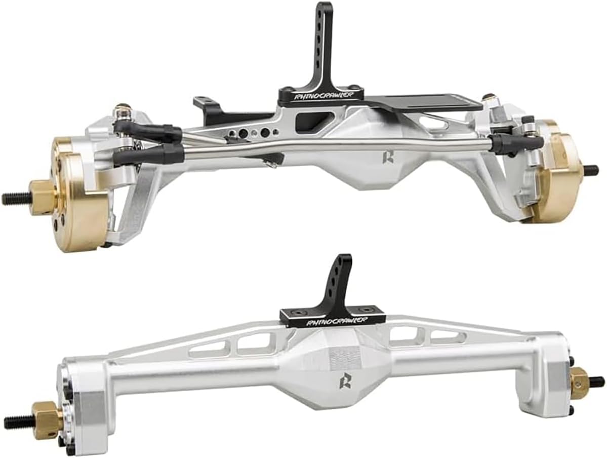 Rhino Capra Metal Complete Front Rear Portal Axle Set for 1/10 RC Crawler Car Axial SCX10 I SCX10 II Redcat GEN8 RGT EX86100 (Silver Color)