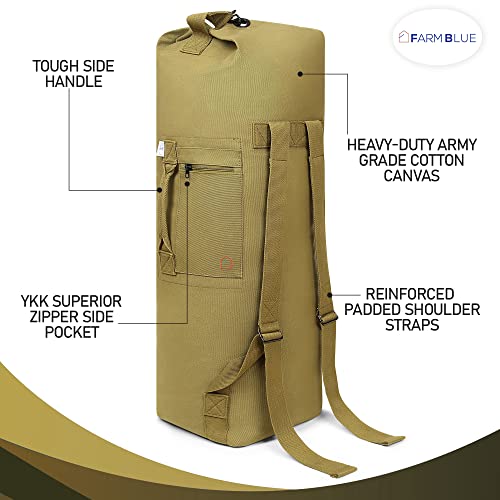 Image of Farm Blue 2 Strap Military Travel Duffle Bag, Olive Drab, L, Classic