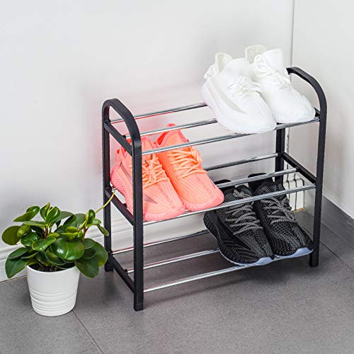 image for NiHome Shoe Rack Organizer Multipurpose 3-Tier Small Size Vertical Foo