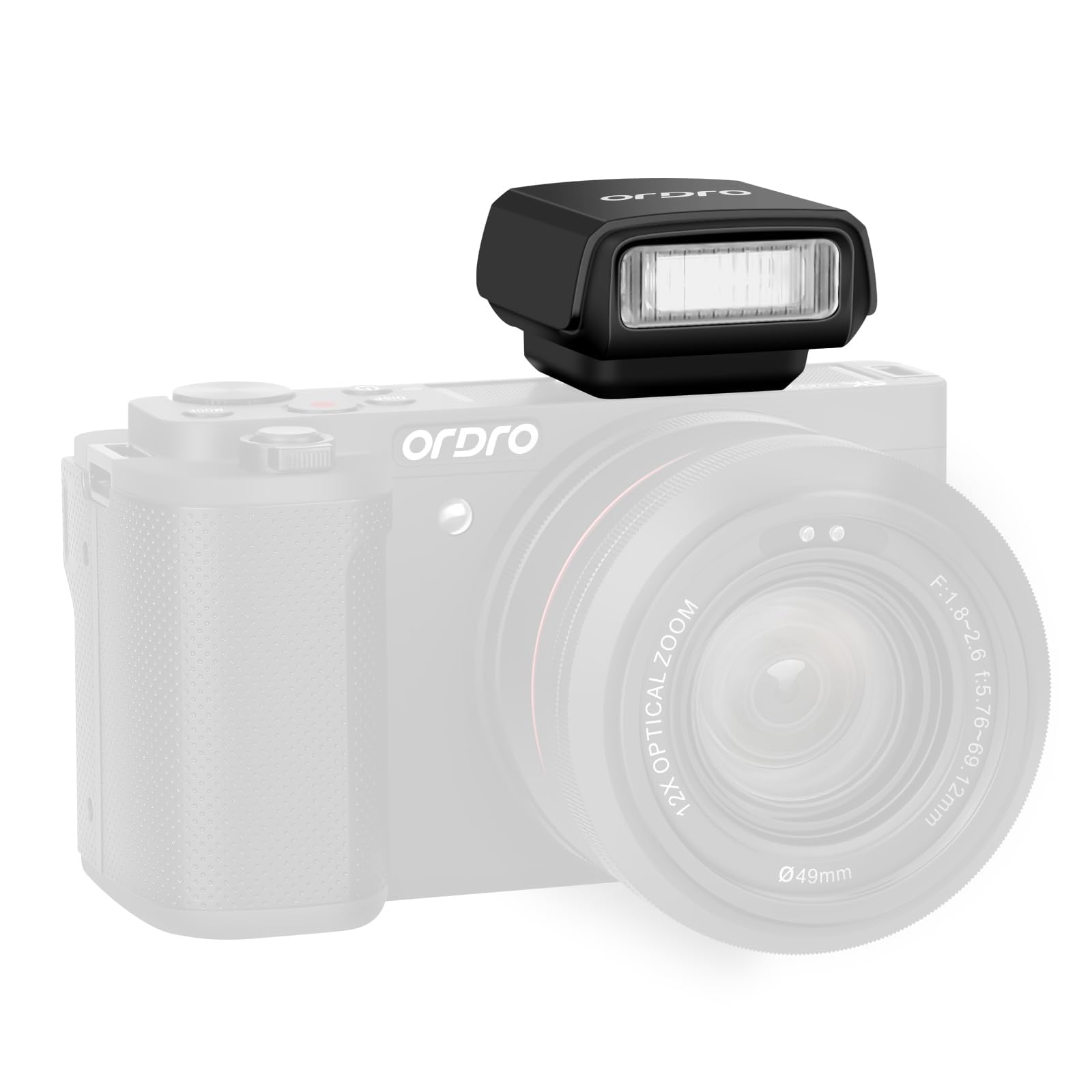 ORDRO Flash de cámara FL-10 Mini flash Speedlite para cámaras de película digital, mini linterna portátil para cámaras DSLR (negro)