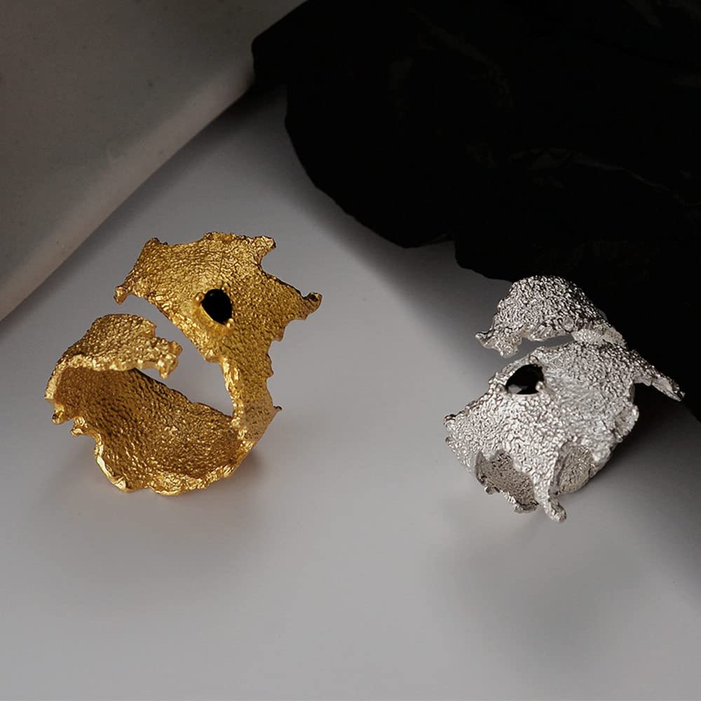 Anello In Argento 925 Da Donna,Anelli Regolabili Per Donna Struttura Spezzata Argento Sterling 925 Placcato Oro Micro-Set Zircone Retrò Punk Anelli Di Eternità Fedi Nuziali Anelli Di Promessa Per