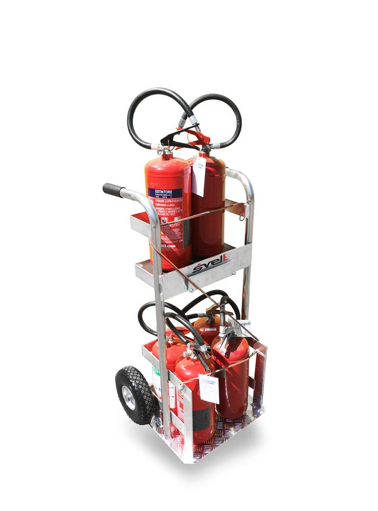 Svelt Carrello Professionale per Trasporto Estintori | in Alluminio, 2 Ruote Piene, Bombole, Portata 100kg