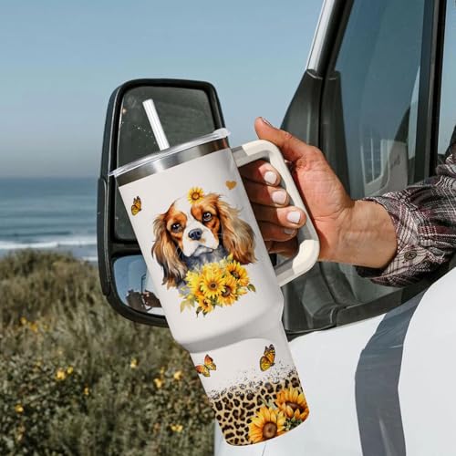 Image of King Charles Cavalier Tumbler for Womens,Vacuum Insulated Travel Cup 40oz