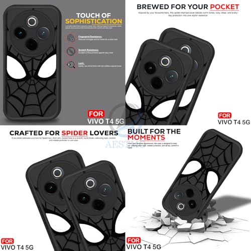 Image of AESTMO Back Case Cover for Vivo T4 5G / Z10 5G Cover | Spidey Face Mask Design | Silicone Case | Full Body Protection | Camera Protection Back Cover for Vivo T4 5G / Z10 5G (Black)