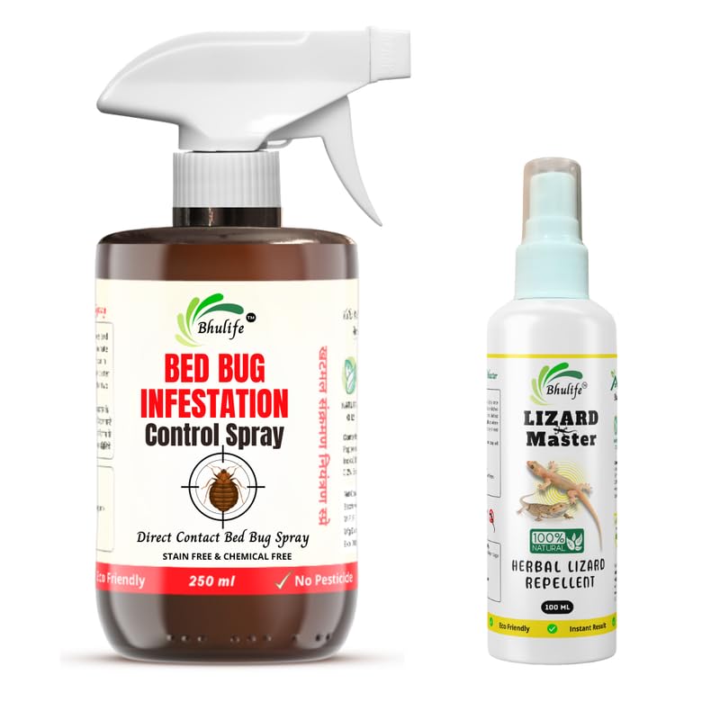 Bhulife Organic Bed bug Infestation Spray & Lizard Repellent Spray For Insect Free Home | 250MLx1 & 100MLx1