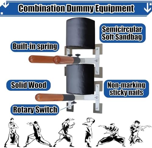 Freestanding Wing Chun Wooden Dummy with Spring, Martial Arts Training Equipment for Home and Gym, Enhances Fighting Skills