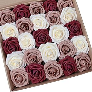Alternative view of D-Seven Künstliche Rose, echt aussehende gefälschte Rosen mit Stiel für DIY Hochzeitssträuße, Bogen Blumenarrangements, Hochzeitsblumen-Hintergrund, Brautdusche, Babyparty, Heimdekoration