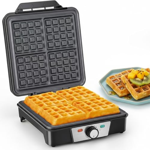 Romon Waffeleisen, Mini Waffeleisen Klein Belgische Waffle Pancake Maker Miniwaffeleisen Maschine Klassische für 4 Waffeln, 1200W Schnelle Stabile Wärme für...