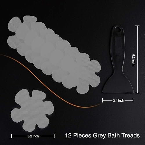 Miniatura 9 de Secopad Adhesivos para bañera antideslizantes, 12 piezas de peldaños de ducha de seguridad con raspador premium (blanco)