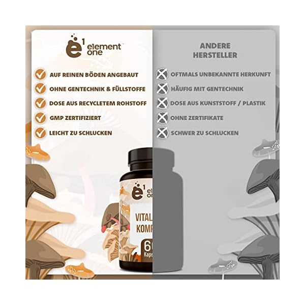 Vitalpilz Komplex - 60 Pilz Komplex Kapseln - 7 kraftvolle Pilze - Pilzkapseln aus Reishi, Cordyceps, Chaga, Maitake… – Bild 7