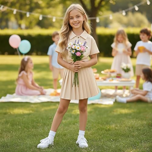 Image of HIHA Girls 3 Piece Outfit Cami Crop Tops Skirt Set with Button Down Shirts Size 6-12