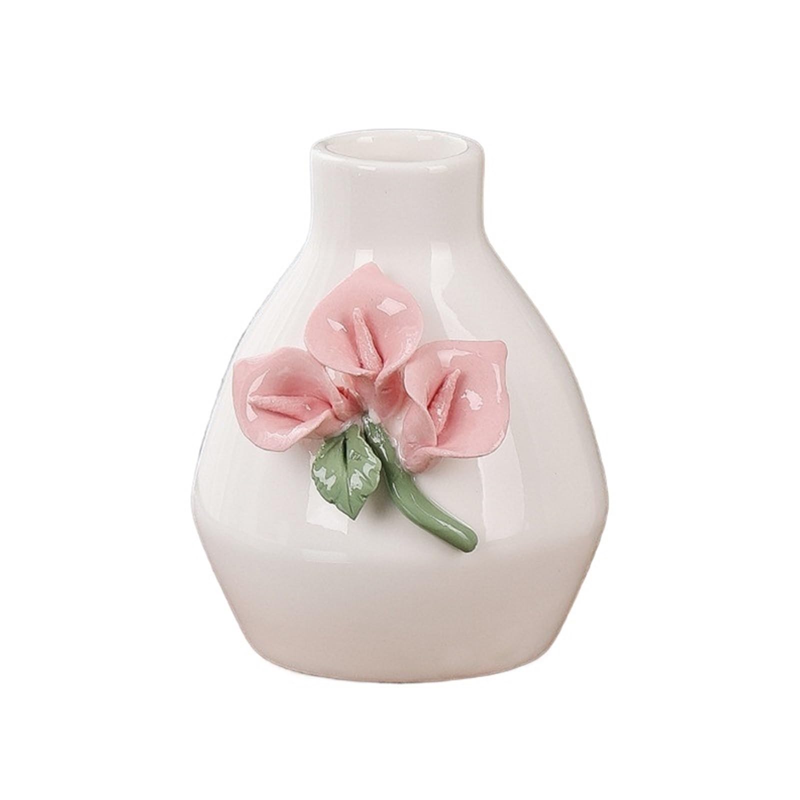 Mini Vase Mini Vase Embossed Flower Porcelain Floral Arrangement Accessories Hydroponics Terrarium Home Decoration(9.5cm)
