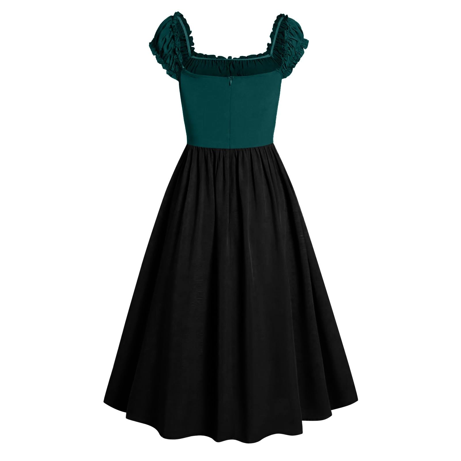 Generisch Disfraz de bruja para mujer, vestido de corsé ajustado para mujer, vestido de cabaña con bolsillos, sin mar, vestido de verano de longitud media
