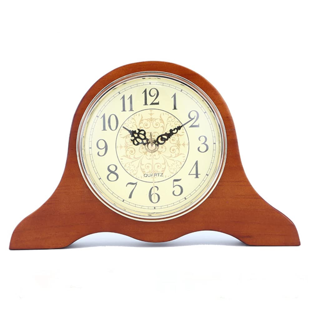 Handgefertigte Massivholz Tischuhr Kaminuhr Halterung Bronze Oberfläche und Zahlen Silent Quarz Holz Uhr Silent Retro Kaminuhr27cm lang rot
