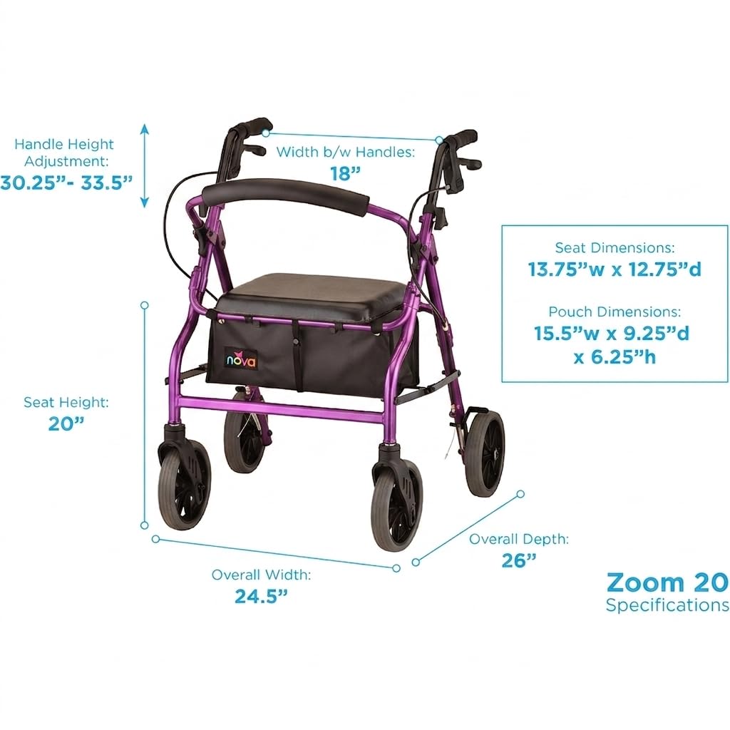 ヤマカワ Amazon.com: NOVA Zoom 20 Rollator Walker for Seniors, Rolling