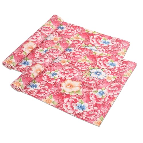 Image of Kuber Industries Pack of 2 Waterproof & Durable 5 Meters Kitchen Mats for Shelf Liner Roll | Wipeable Fridge Sheets for Shelves Cabinet Drawer | Flower Print - Red