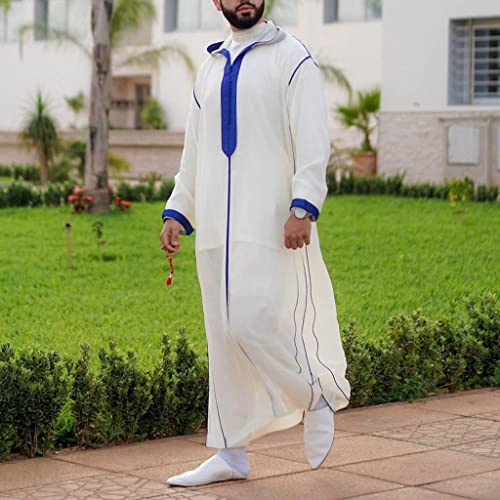 Men's Saudi Arabic Thobe Long Sleeve Ramadan Dress Loose Hooded Middle East Islamic Robe Muslim Long Gown2