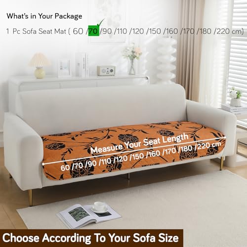 Image of HOKIPO 'Elira Series' Water Repellent + Waterproof Quilted Sofa Mats | Make Your Own Sofa Cover Set | Length 70cm - Copper Brown Floral (AR-5242-C8)