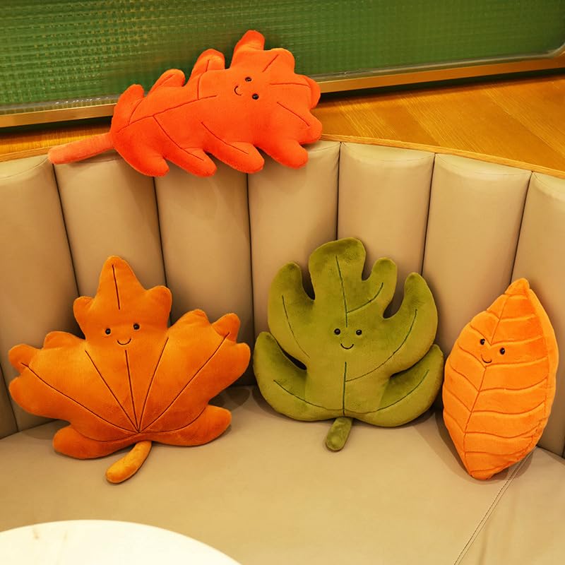 ALOEU Blätter Plüsch Kissen Kawaii Ahornblatt Ginkgo Blatt grünes Blatt Plüsch Puppen Gefüllte Weiche Pflanze Kissen für Home Sofa Decor (B)