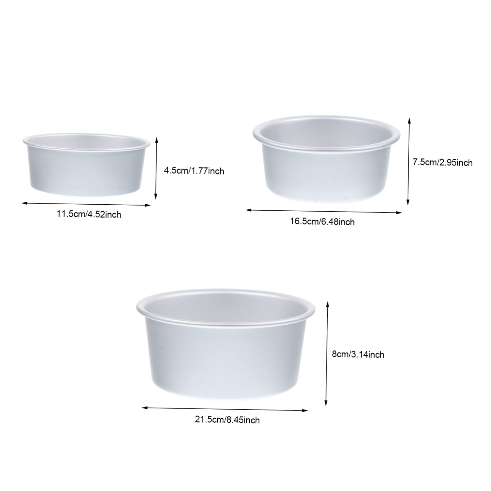 OFFSCH 3pcs Premium Aluminum Baking Set Round Cake Molds for Baking Non-stick Easy Demolding