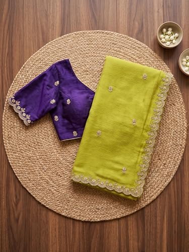 Image of Women's Chiffon Saree with Unstitched Blouse Piece