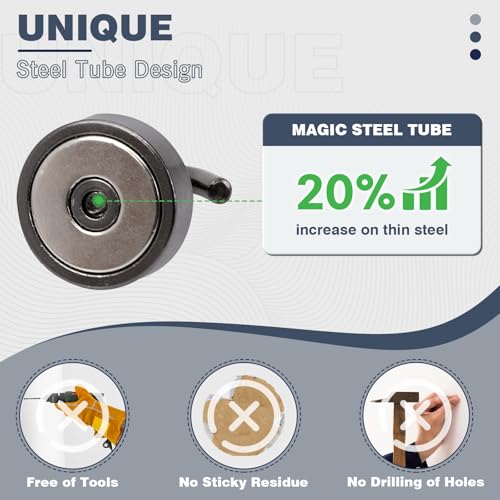 Image of Neosmuk Magnetic Hooks Steel Tube Design for Cruise,40lb+ Gunmetal,10 Pack | Cruise Ship Essentials,Heavy Duty Magnett Hooks for Cabins, Refrigerator, Grill, Hanging, and Travel Extra Strong Must-Haves
