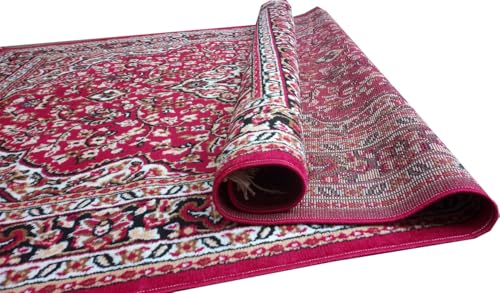 Image of Sifa Carpet Anti Skid Floral Polyster Rectangular Carpet (5X7 Feet, Red Color)
