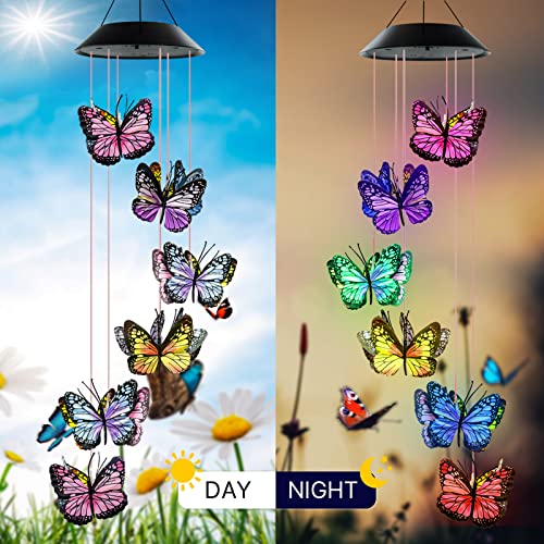 Wind Chimes For Outside, Aveki Butterfly Solar Wind Chime Waterproof Led Color-Changing Wind Chimes Solar Powered Lights For Home Garden Christmas Decoration Gifts… #TOP2