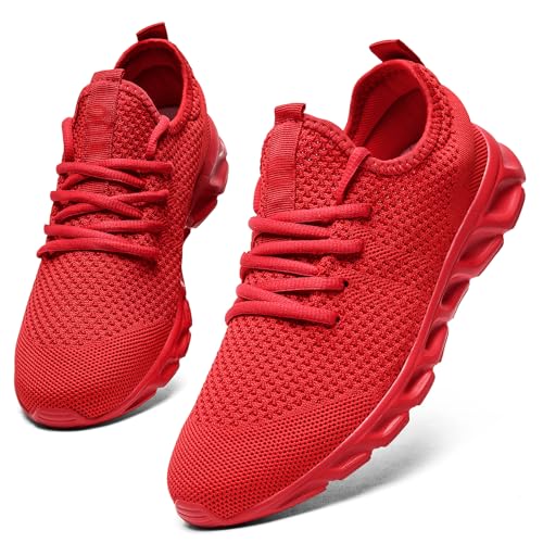 Oltyutc Slip On Tennis Shoes Women Lightweight Gym Running Shoes Fashion Sneakers Walking Shoes Comfortable Work Red 10