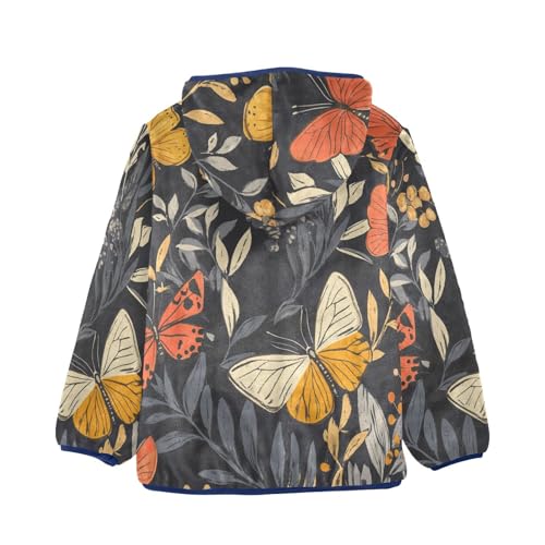 Colorful with Butterflies Girls Fleece Jacket Girls Fall Jacket Girls Zip Up Hoodie Girls Sherpa Jacket 2-10T2